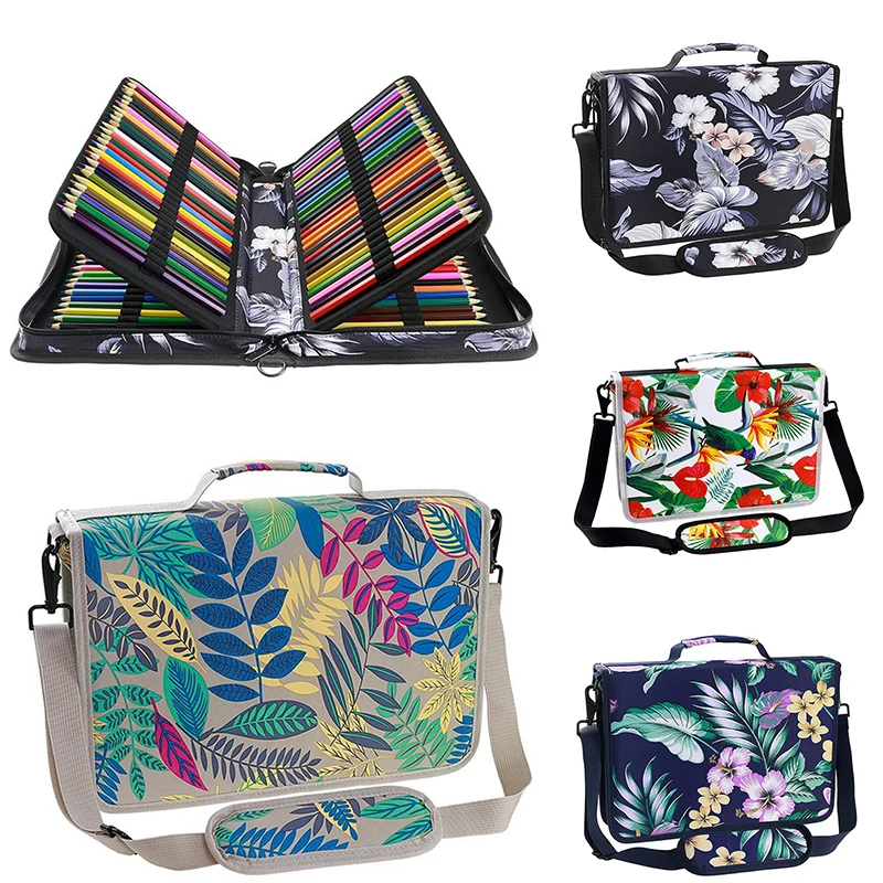 160 отделений цветной чехол для карандашей из ткани Оксфорд/Органайзер с ремешком