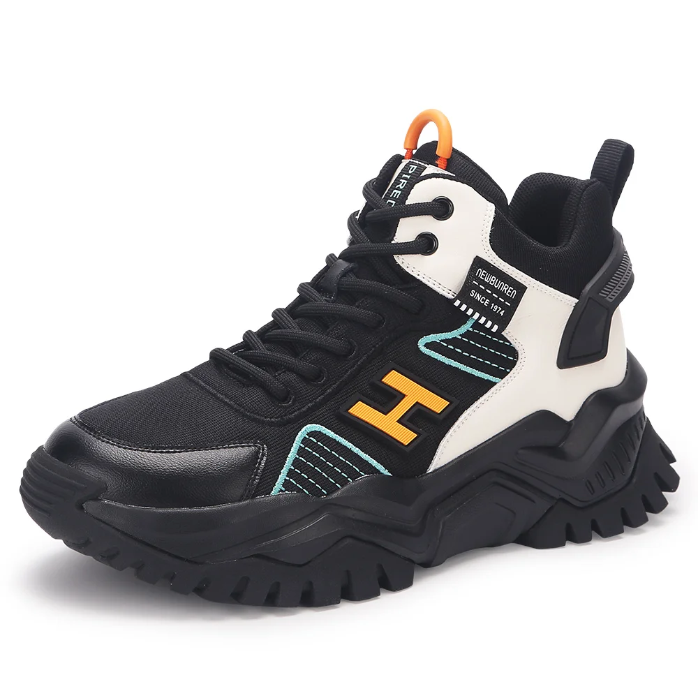 

Women's Chunky Platform Sneakers Woman Casual Sneakers Autumn Fashion High Top Running Shoes Lady Genuine Leather Lace Up Flats