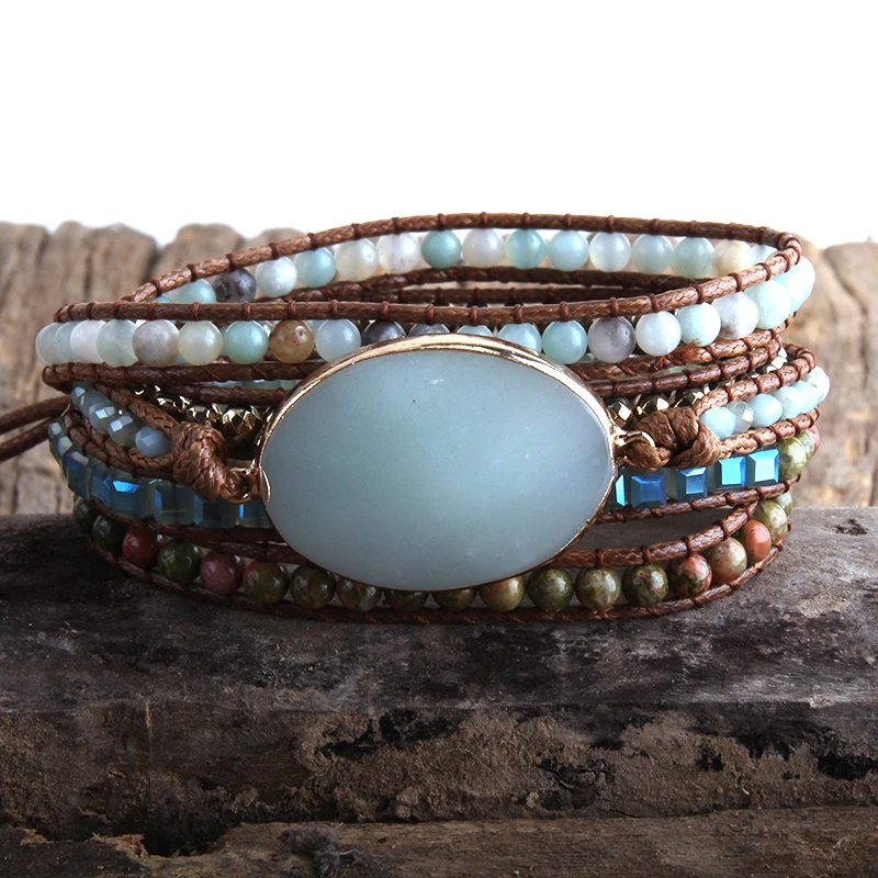 MD Fashion Boho браслет ювелирные изделия смешанные натуральные камни/кристалл и