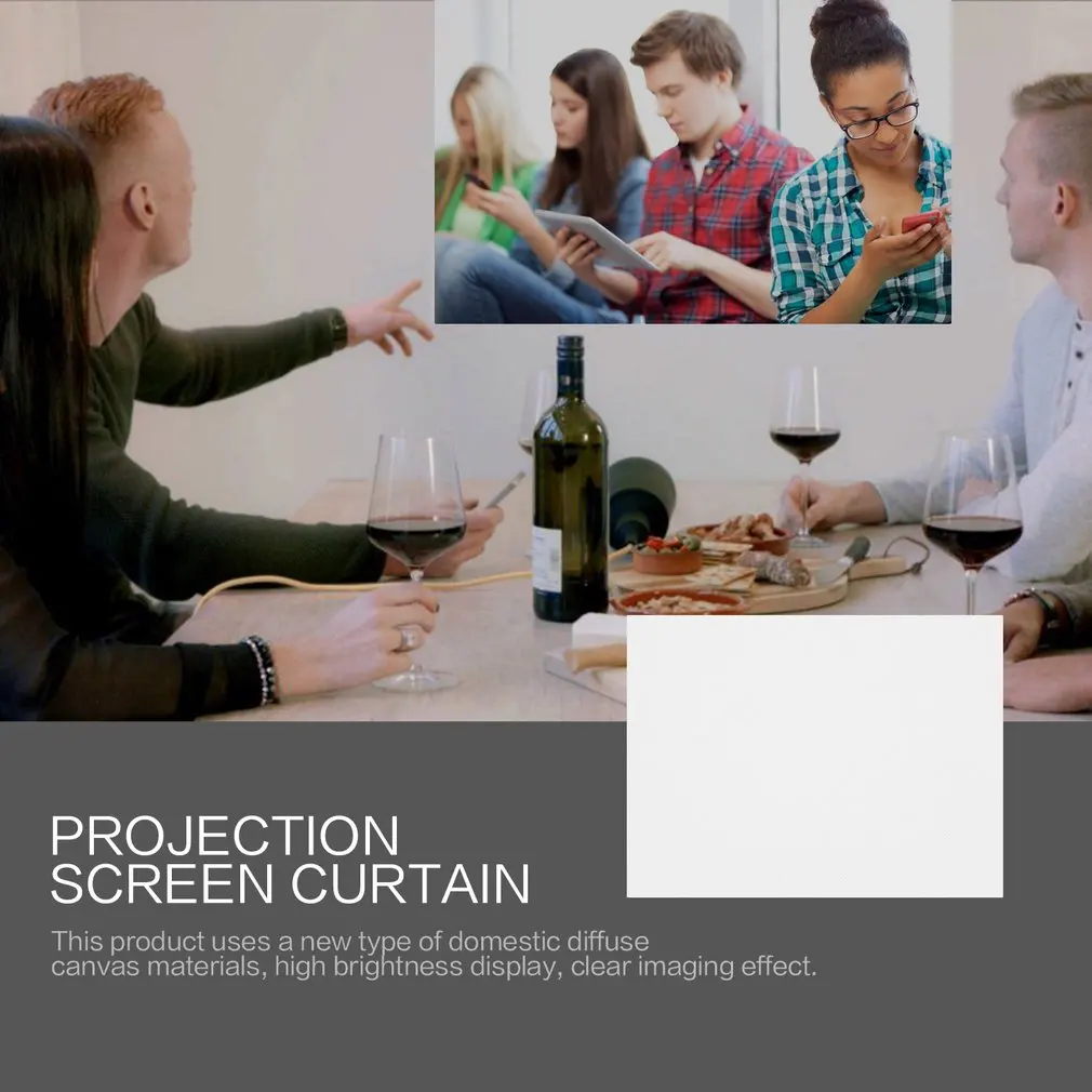 84-дюймовый экран для проектора с занавесом из нетканого материала белый мягкий