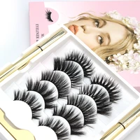 5 pairs of mink eyelashes manual cross eyelashes simulation thick eyelashes false eyelashes eyeliner set makeup tools