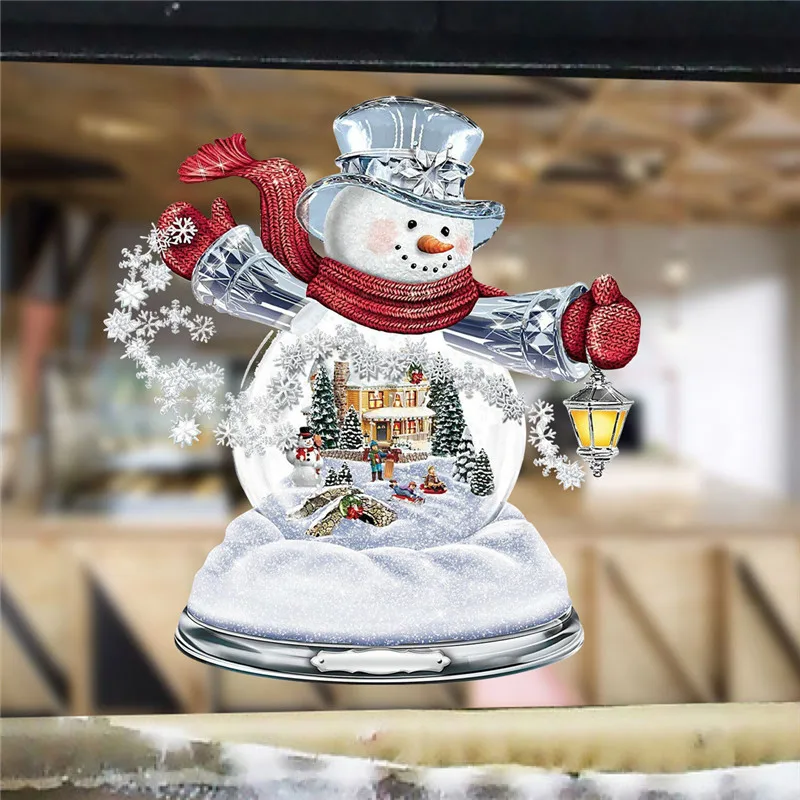 20x30cm Christmas Crystal Tree Santa Claus Snowman Rotating Sculpture Window Paste Sticker Winter New Year Party Home Decoration | Дом и сад