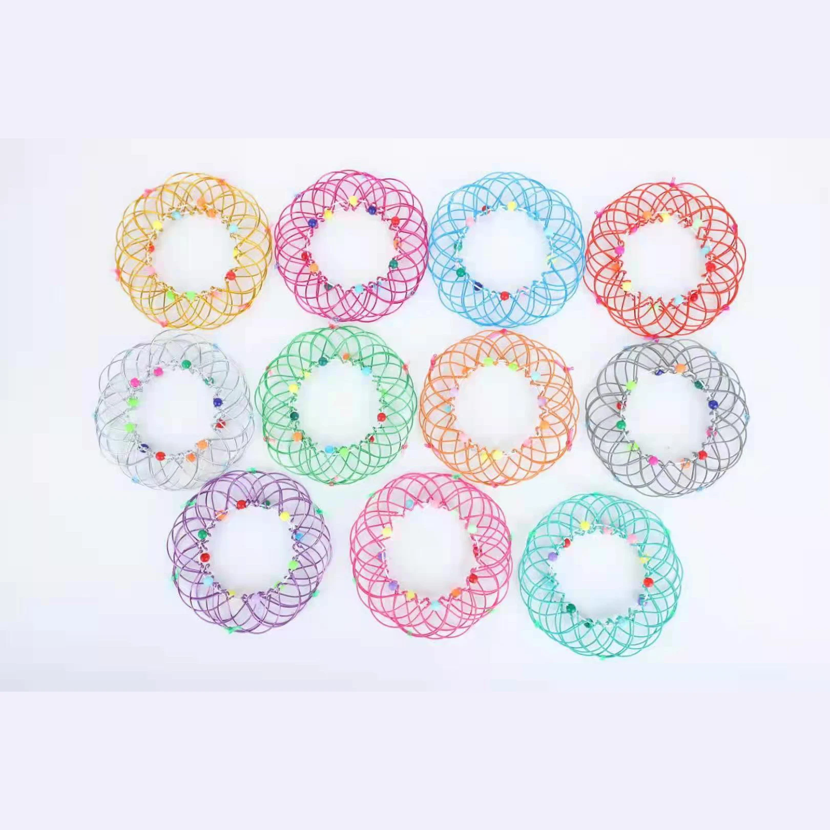 

Decompression Flexible Soft Steel Magic Iron Ring Ornaments Gold Siliver Flower Basket Kids Magical Toy
