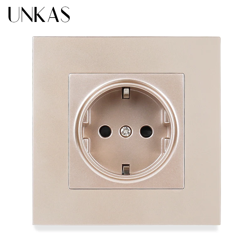Пластиковая панельная настенная розетка UNKAS из поликарбоната с заземлением 16 А