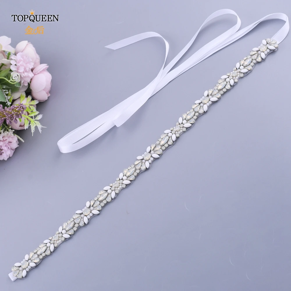 TOPQUEEN Sparkly Bridal Belt Sash Opal Pearl for Dress Evening Woman Female Accessories Formal S467 | Свадьбы и торжества