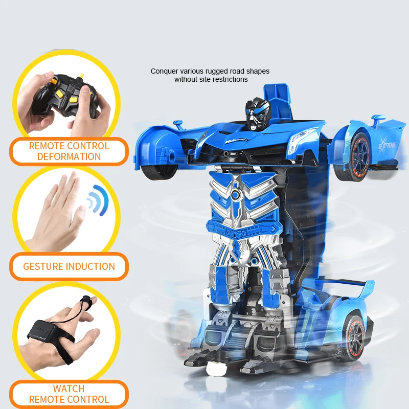 1:18 RC Cars Induction Deformation Electric Transformation Robot Car Racing Light Music Large Size Remote Control Toy Kids Gift | Игрушки и