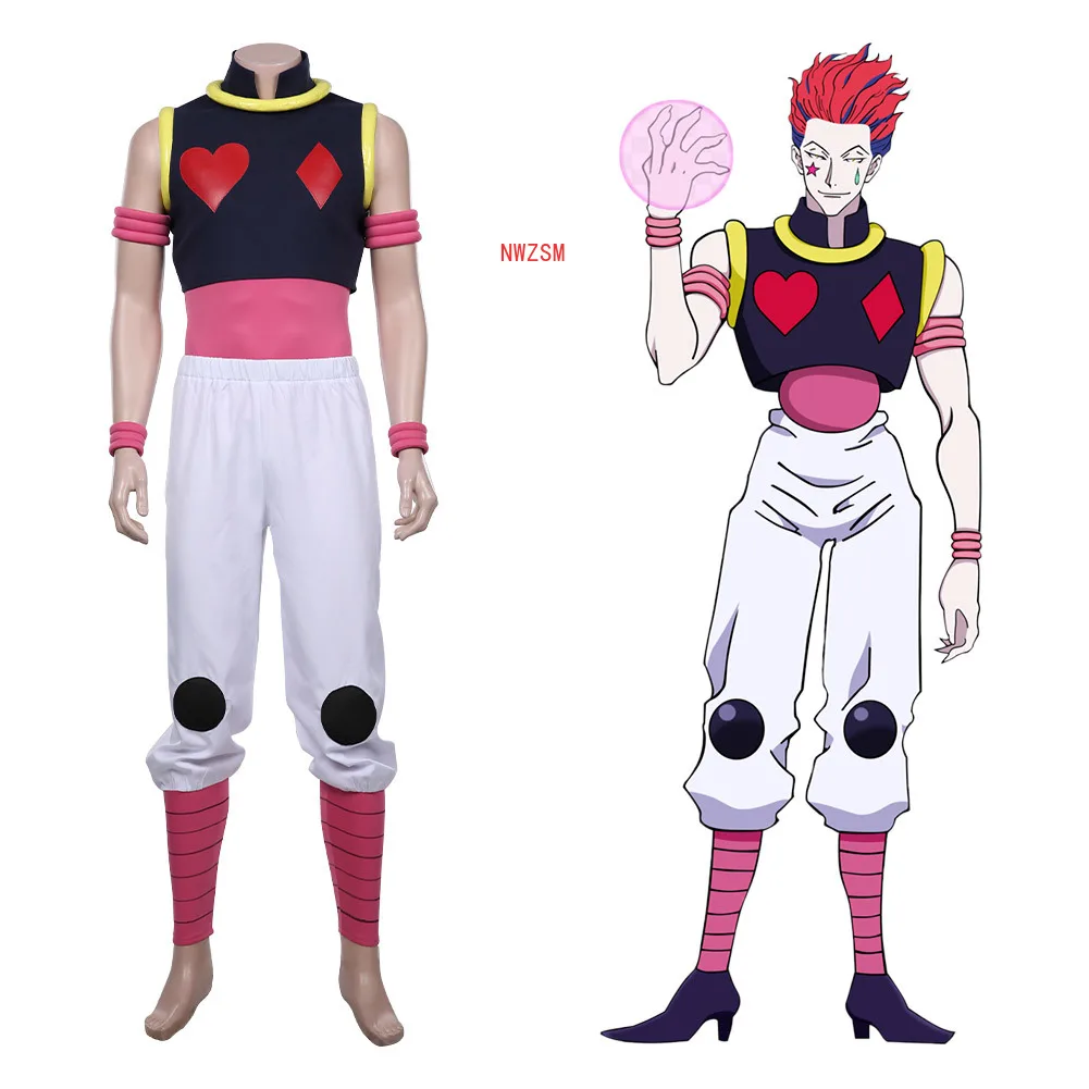 

Anime HUNTERxHUNTER Hisoka Cosplay Costume Uniform Vest Pants Outfits Adult Halloween Carnival Party Fancy Suit
