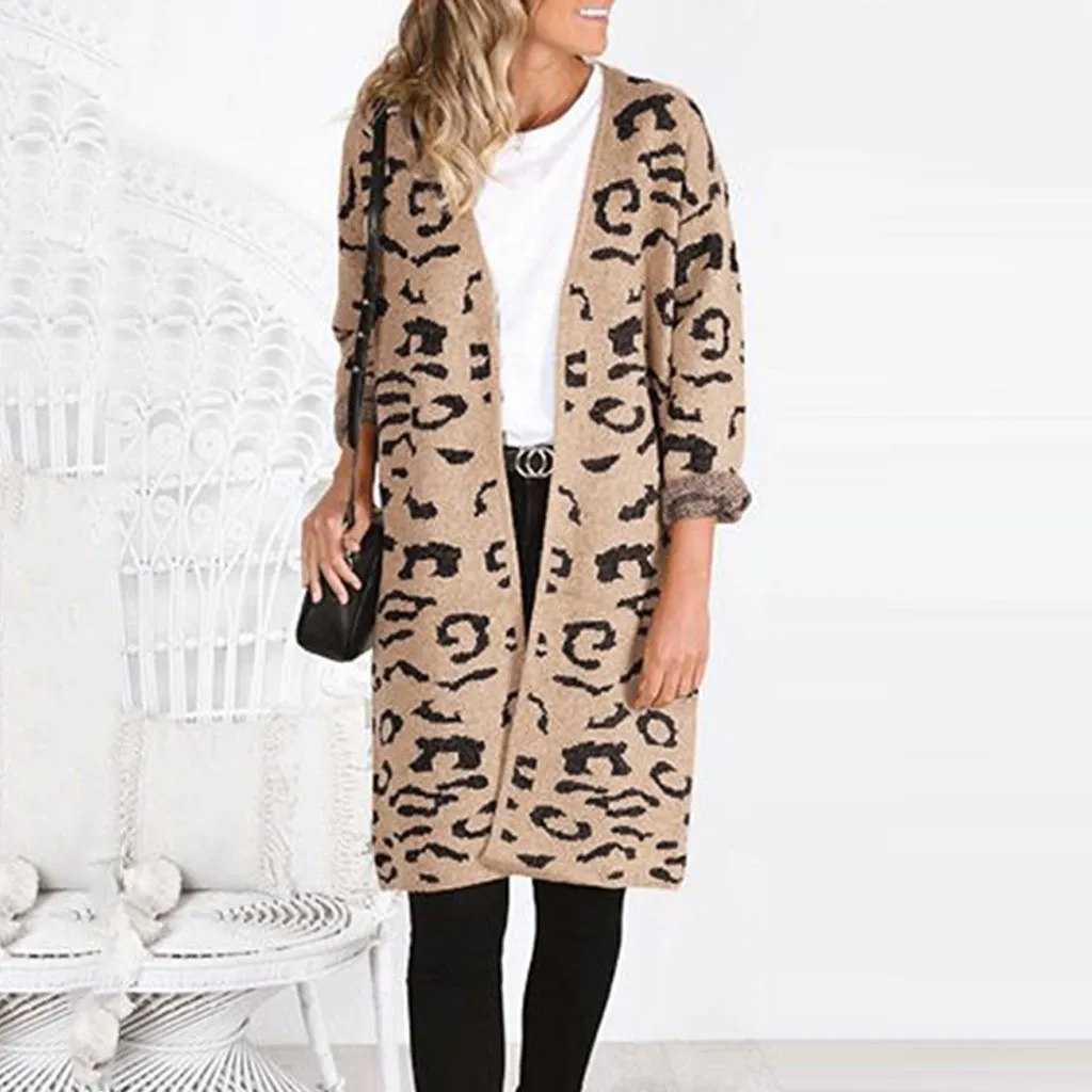 Свитер женский зимний вязаный с длинными рукавами и открытым спереди| |