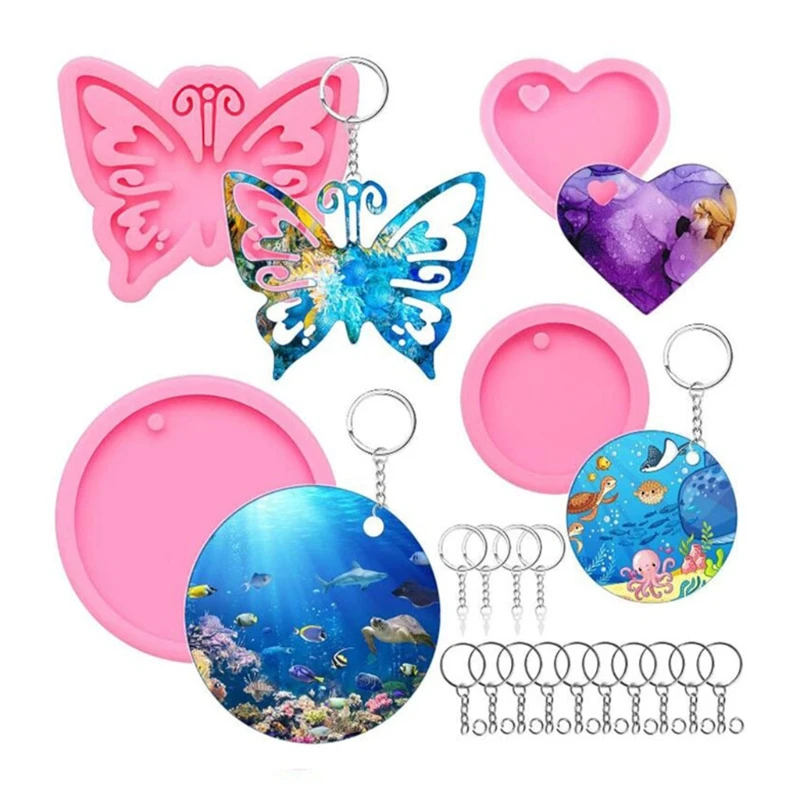 

1 комплект, Круглый Брелок-бабочка для ключей