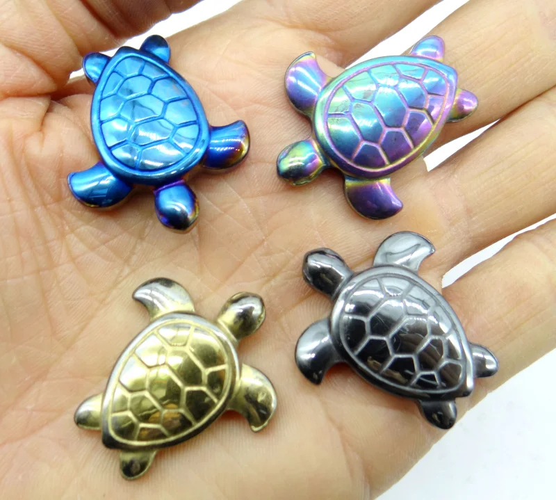 Натуральный кварц хрусталь титана гематит ручная резка подвеска в виде черепахи