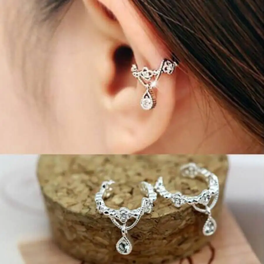 Шикарные 1 шт. новые серьги в стиле панк-рок со змеиным ухом на застежке-манжете без пирсинга-клипсы серебряные Бронзовые женские ювелирные изделия Прямая поставка - Окраска металла: B  Silver