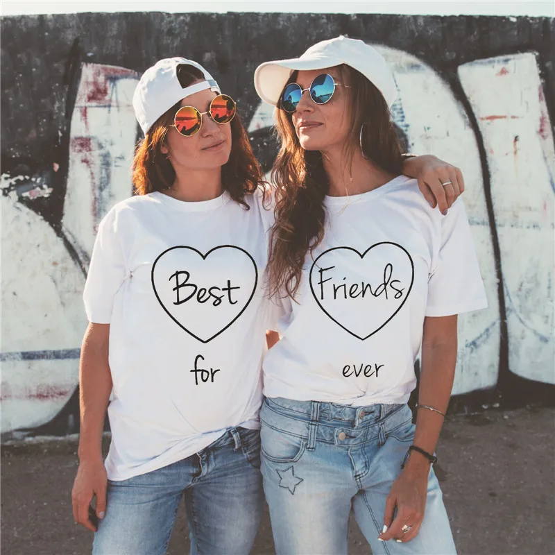 Новая женская футболка с надписью Forever Best Friends свободные топы милая подходящая