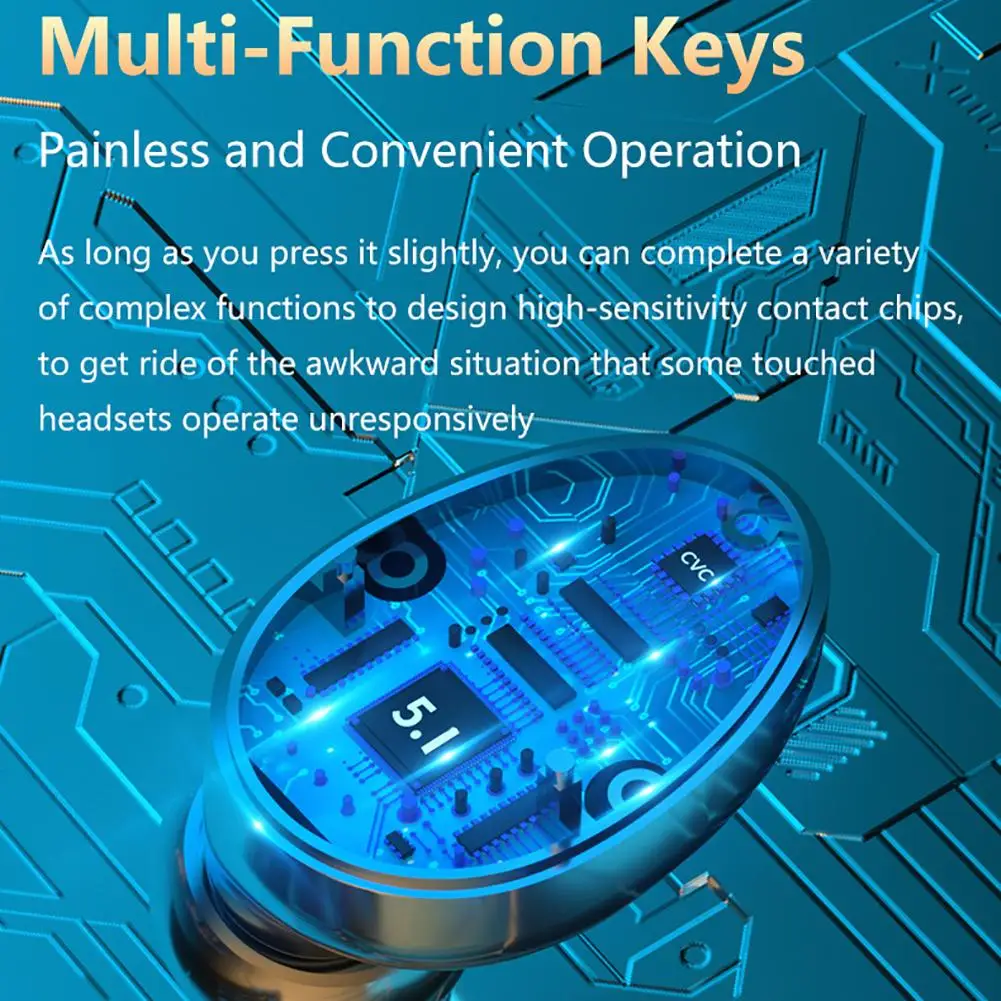 

NEW Wireless Headphones TWS Bluetooth Earphone Touch Control IPX7 Waterproof Earbuds 9D Sound Effects With Flashlight 2020