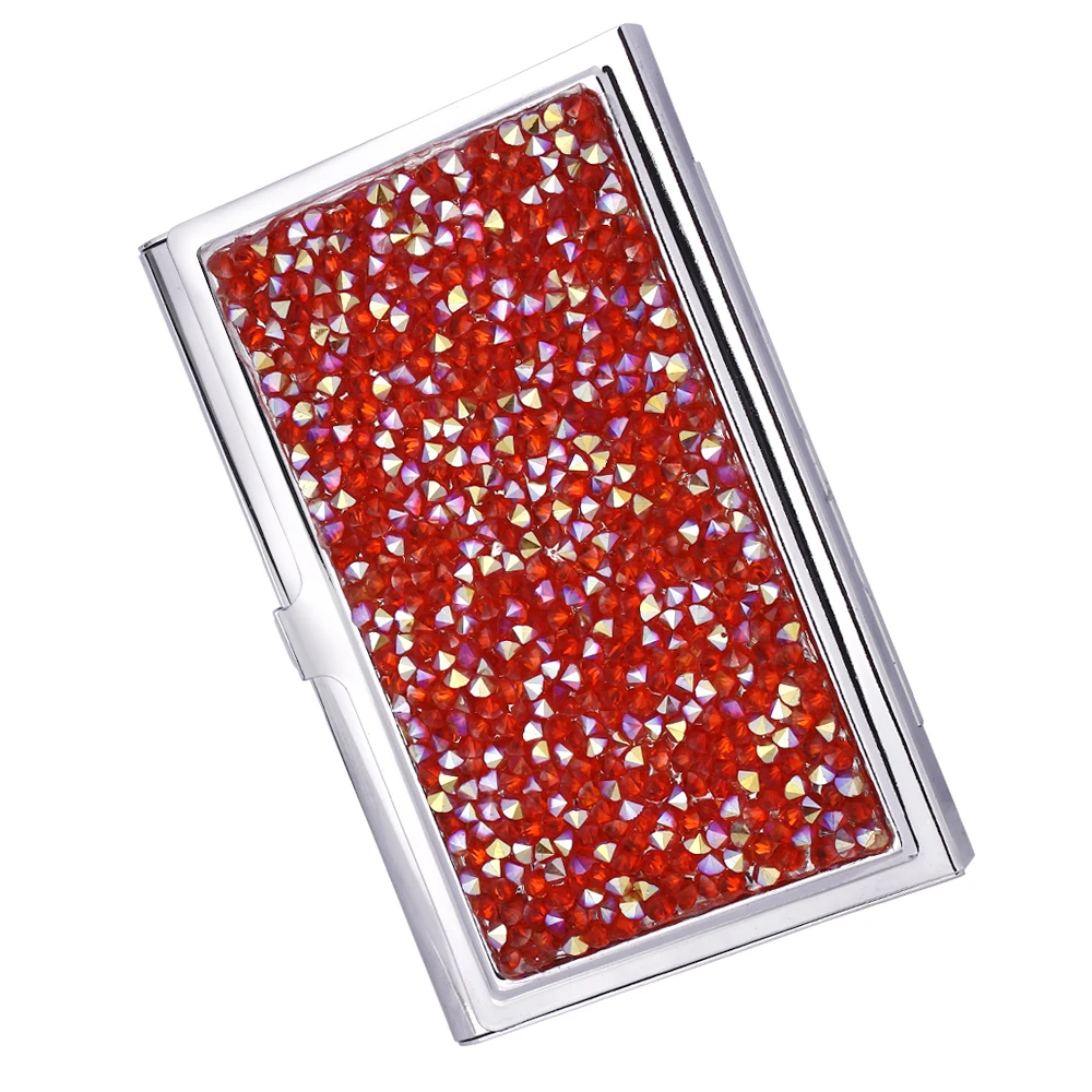 New Charming Card holder Blue/Red/Transparent Black/Golden 4 colors Rectangle Metal Name card Case for Women
