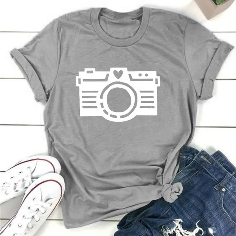 

Camera Print Women T Shirt Short Sleeve O Neck Loose Women Tshirt Ladies Fashion Tee Shirt Tops Clothes Camisetas Mujer