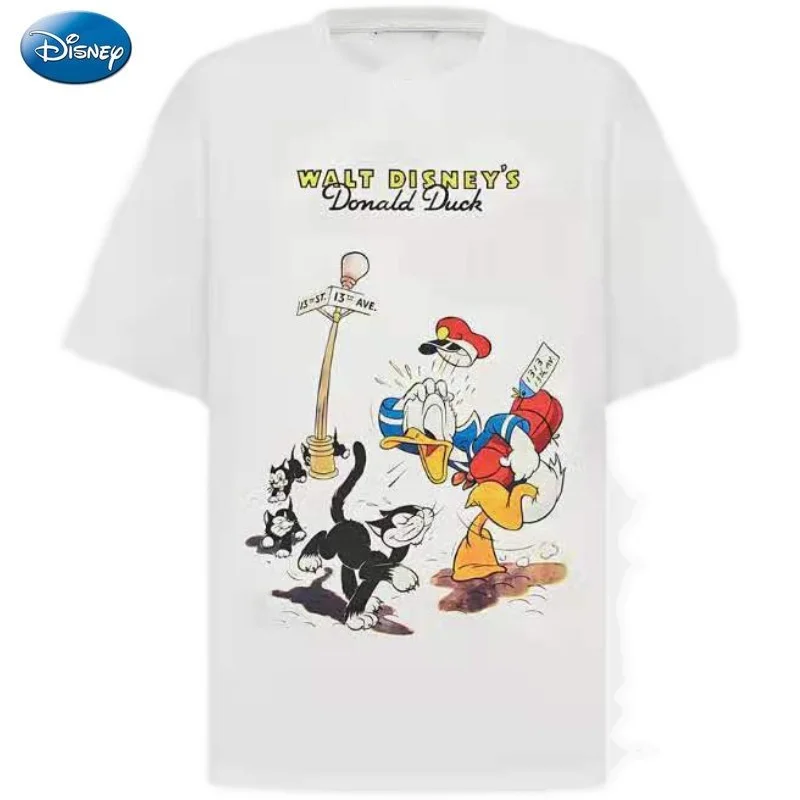 

Disney spring/summer new students round neck half sleeve top Donald Duck printed cotton loose short sleeve T-shirt