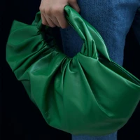 fashion ruched large tote bag designer brands women handbags luxury spft pu leather lady hand bags high quality green purse 2021