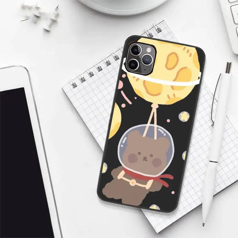 

Cute Cartoon Astronaut Planet Phone Case Candy Color for iPhone 6 7 8 11 12 s mini pro X XS XR MAX Plus