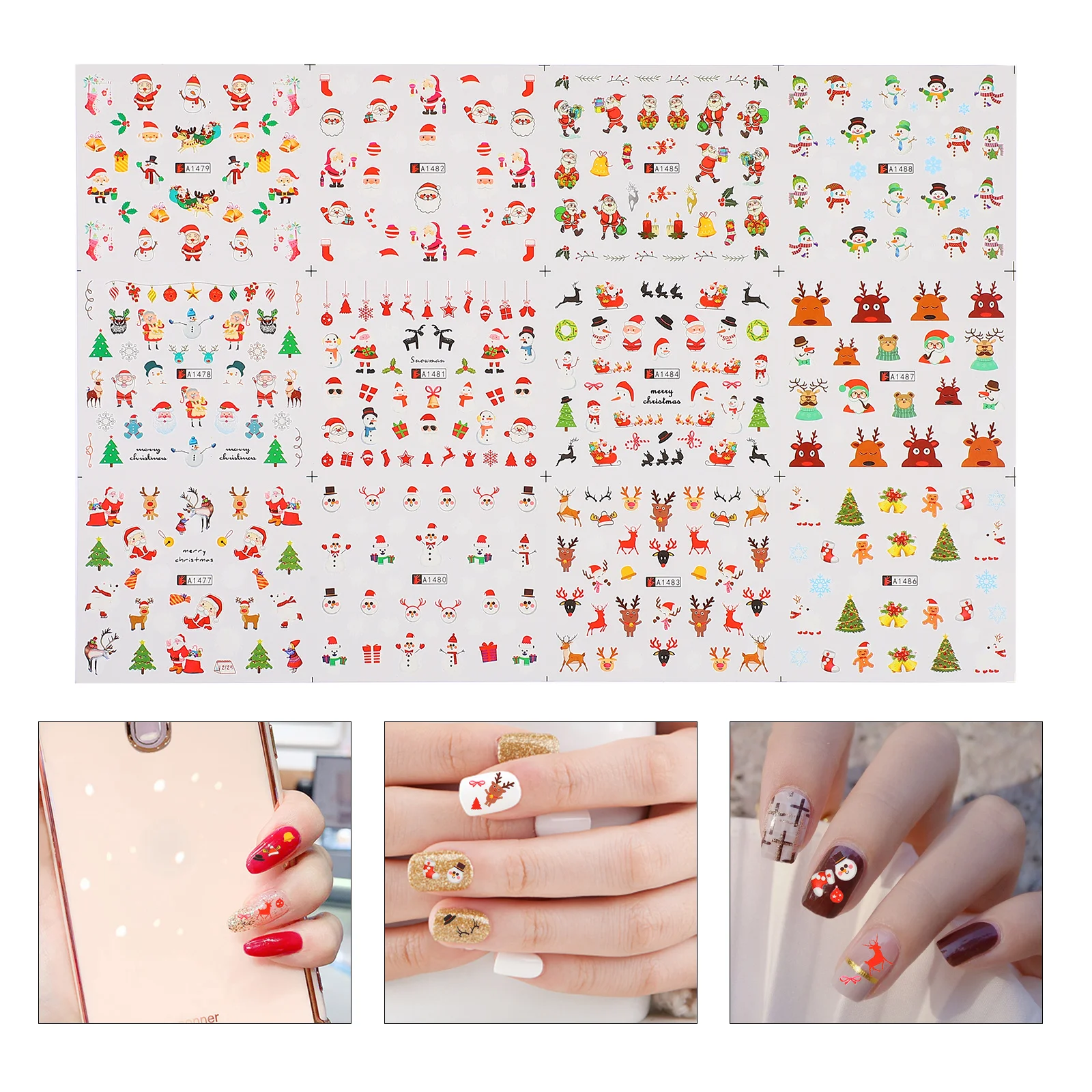 10 Sheets Nail Art DIY Stickers Decals Manicure Xmas Snowflake | Красота и здоровье