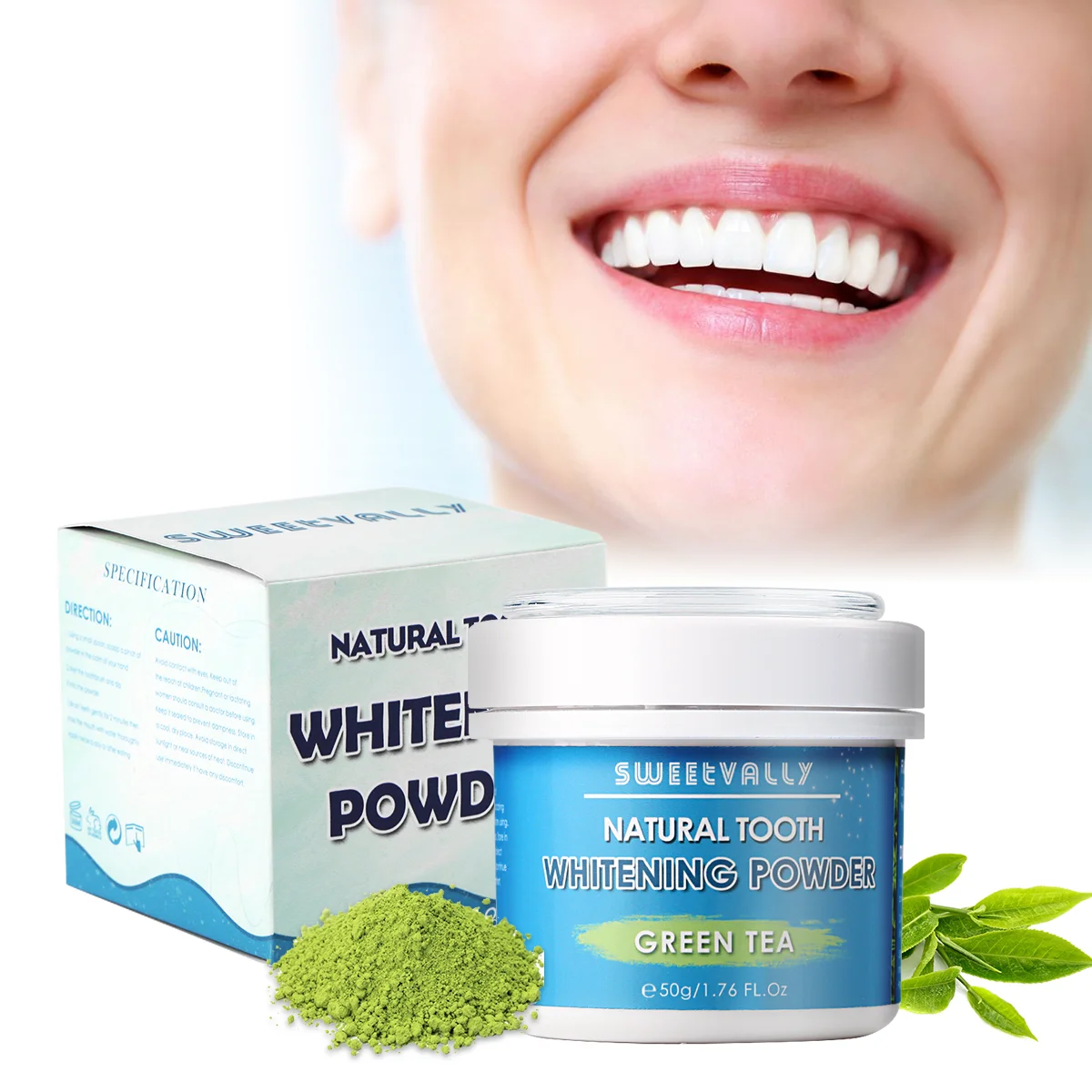 Сладкий зеленый чай отбеливающий порошок жемчужные зубы гигиена натуральные