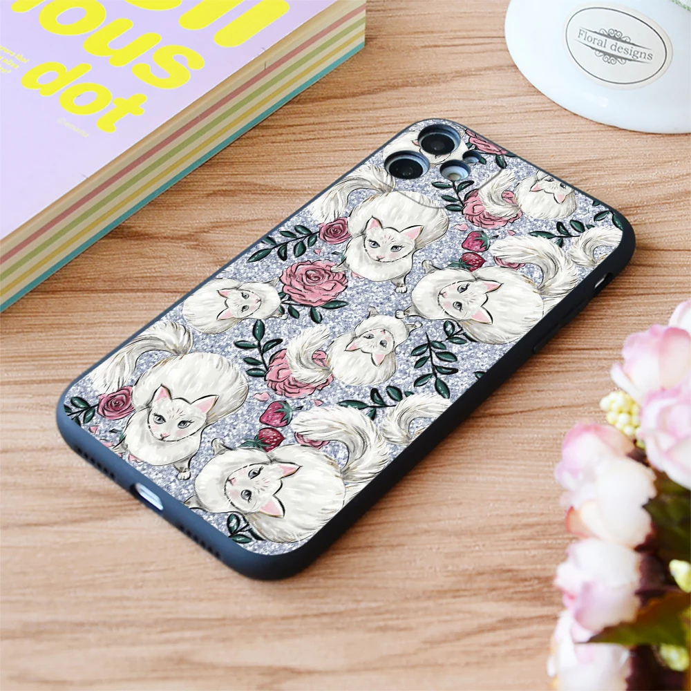 

For iPhone Cute Fox Flower Art Print Soft Matt Apple iPhone Case 6 7 8 11 12 Plus Pro X XR XS MAX SE