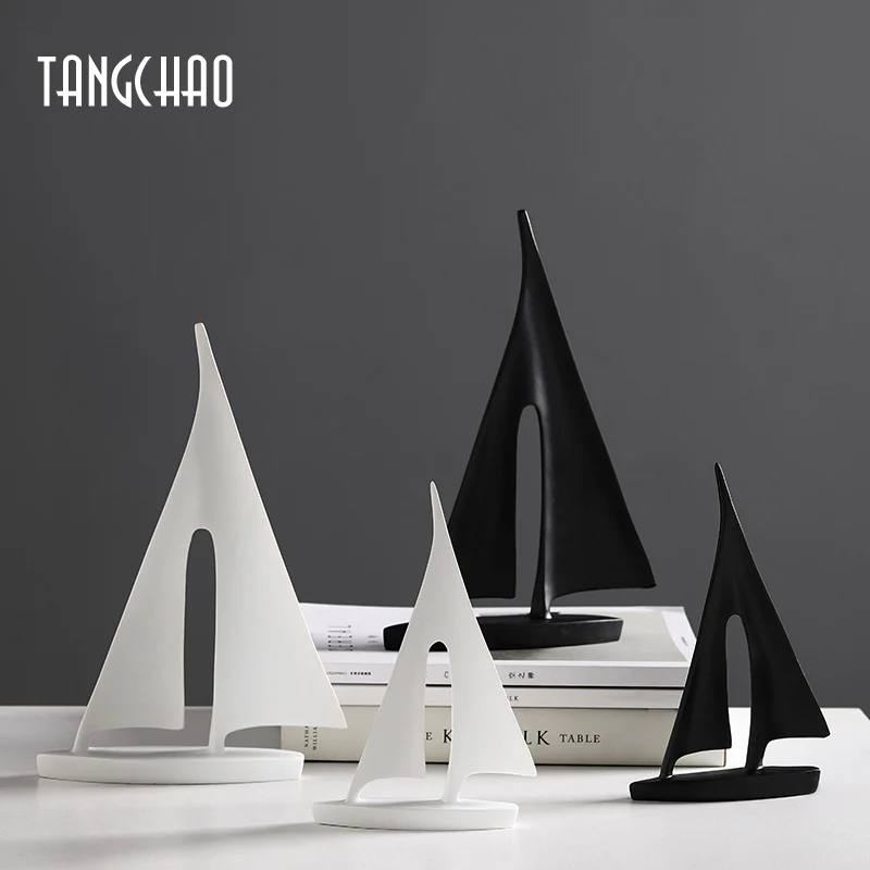 Home Decor Sailboat Statue Figurines For Interior Resin Living Room Closet Decoration Modern Creative Sculpture | Дом и сад