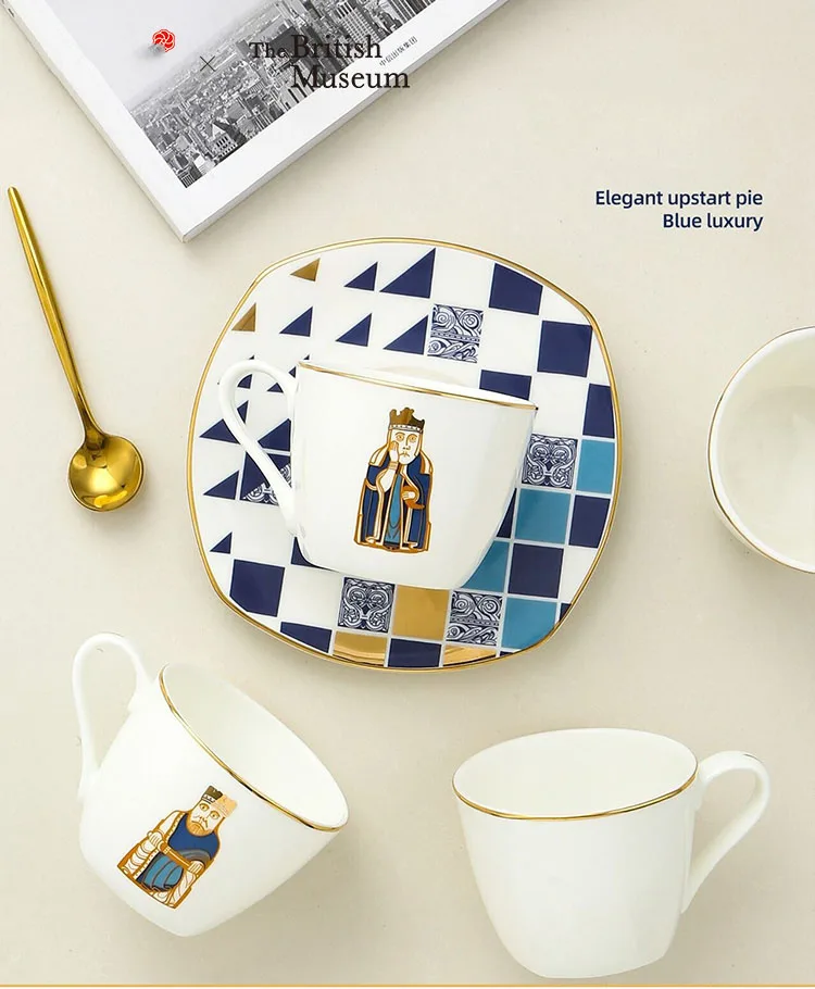 Винтажная кофейная чашка Британского музея Король Королева и блюдце для чая