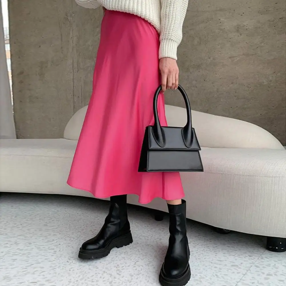 

Silk Women Skirt Soft Trumpet 2021 New Fashion Summer High Waist Solid Party Casual Satin Female Skirts Office Lady Skirts