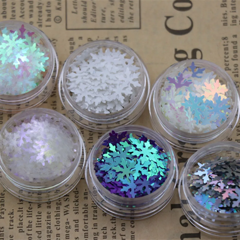 

6 Boxes Snowflake Mixed Sequins Nail Art Decoration Glitter Set Luminous Sparkly Glitter Flakes Nail Art Accessories