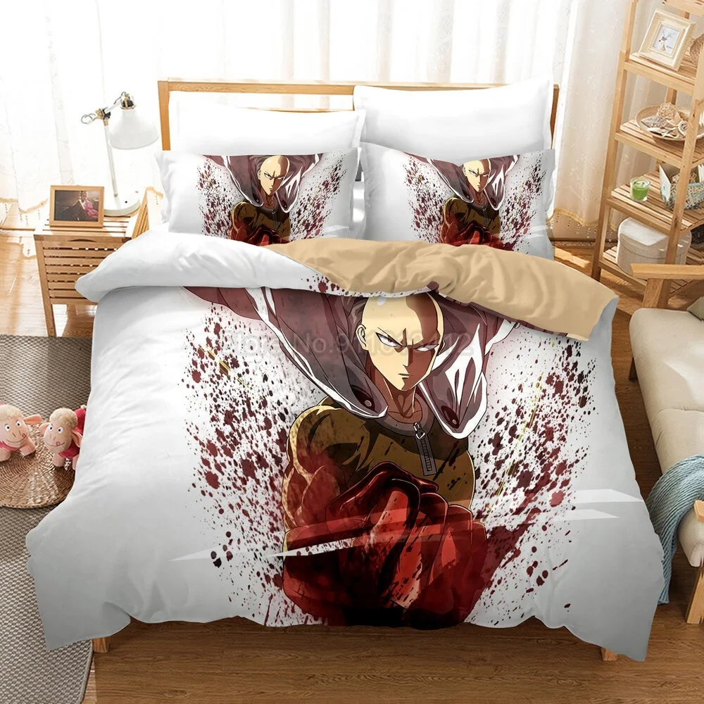 

ONE PUNCH MAN Bedding Set Cartoon Anime Duvet Covers with Pillowcases for Kids 3D Print Comforter Cover Polyester Bedclothes