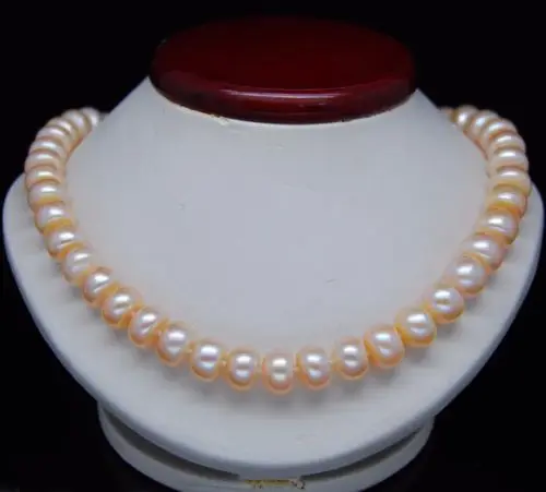 

noble women gift Jewelry Silver Clasp Natural GW Natural Pink 10-11MM oblate shape pearl necklace