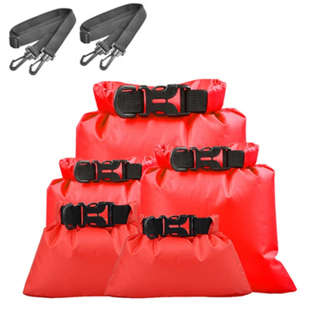 

Pack Of 5-Size Waterproof Dry Bag Sack With Adjustable Strap Hook Camping Canoe Rafting Storage Dry Bag Outdoor Swimming Bags