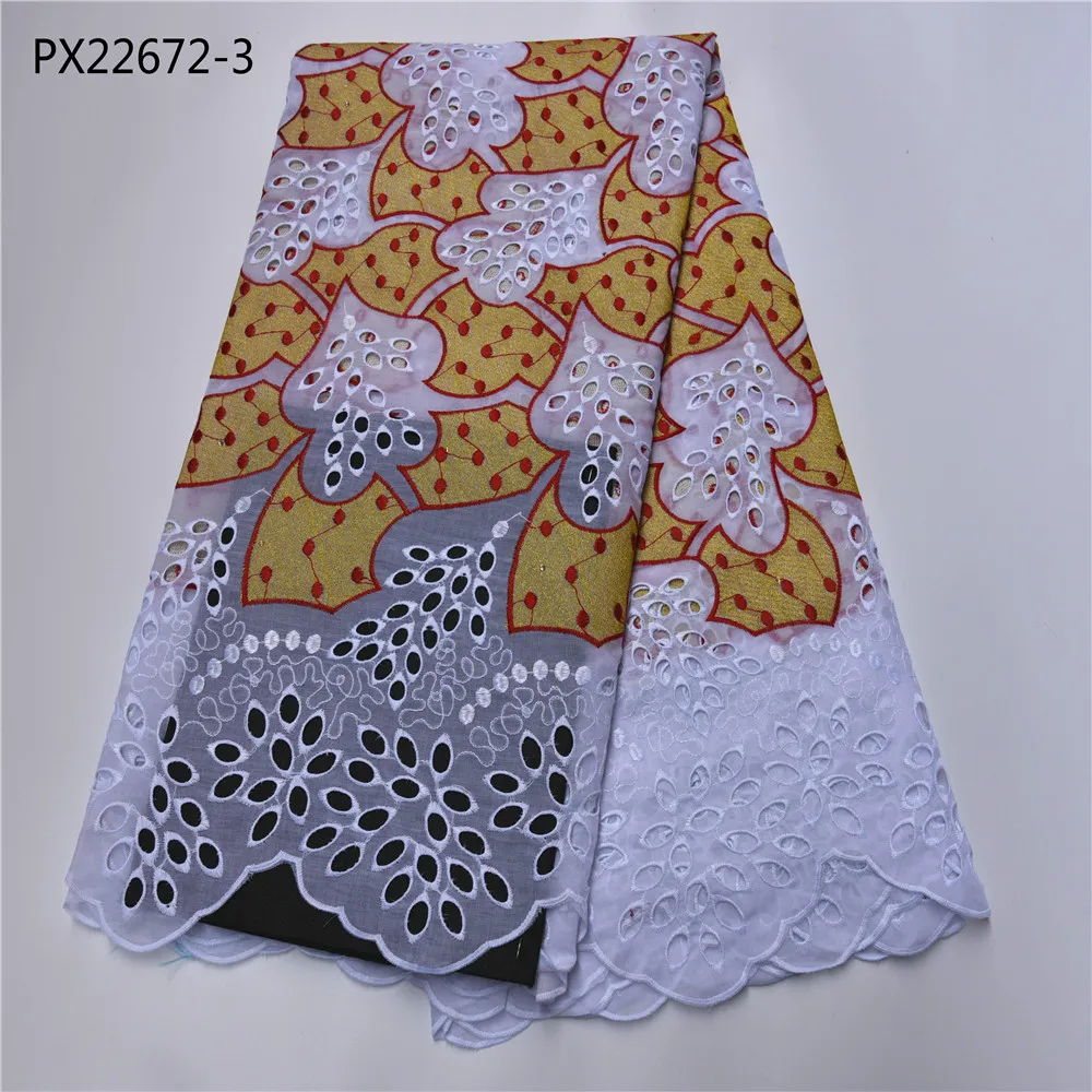 Новейшая хлопковая кружевная ткань белого и золотого цвета нигерийская Женская