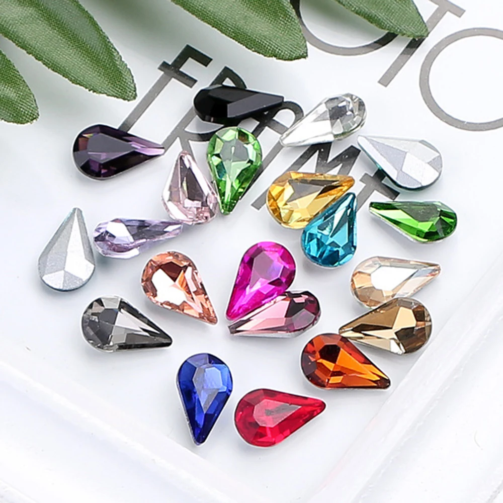 30 шт. в форме капли блестящие камни ремесла Стразы и кристаллы клеевые бусины на