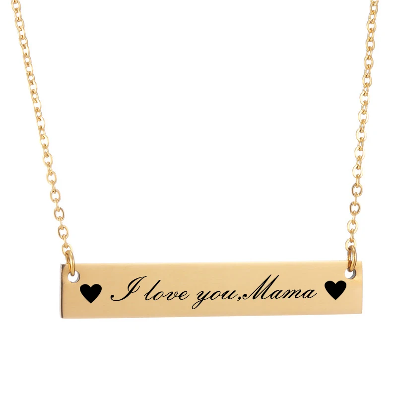AMORUI I love you Нержавеющая сталь название 4 цвета площадь Dog Tag кулон Цепочки и