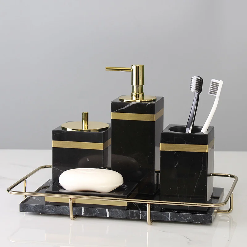 marble bathroom set liquid soap dispenser toothbrush holder gargle cup tray cotton swabtissue box sell separately nordic style free global shipping