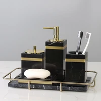Marble Bathroom Set Liquid Soap Dispenser Toothbrush Holder Gargle Cup Tray Cotton Swab Tissue Box Sell Separately Nordic Style