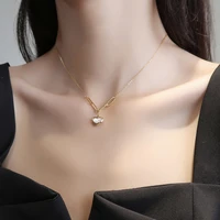 titanium with 18k gold heart shell chains necklace women stainless steel jewelry designer t show runway gown rare ins japan