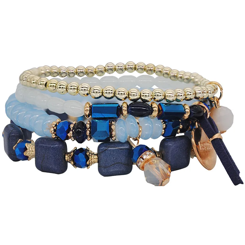 Fashion Korean Woven Beaded Bracelet Female Multi-layer Elastic Men's Jewelry Gift | Украшения и аксессуары