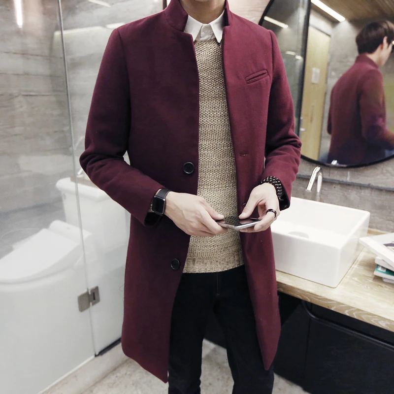 2019 herfst/Зимний режим nieuwe mannen Досуг чистый kleur тренчкот/мужской однобортный lange windjack