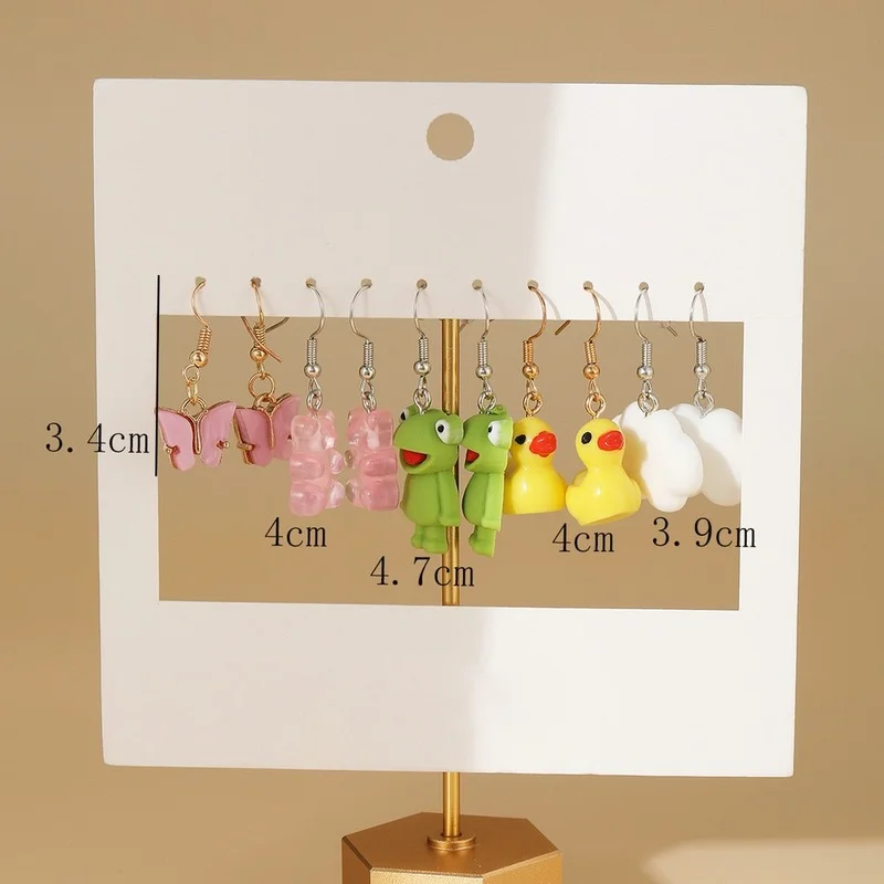 5 шт./комплект женские акриловые серьги-бабочки и медведя | Украшения аксессуары