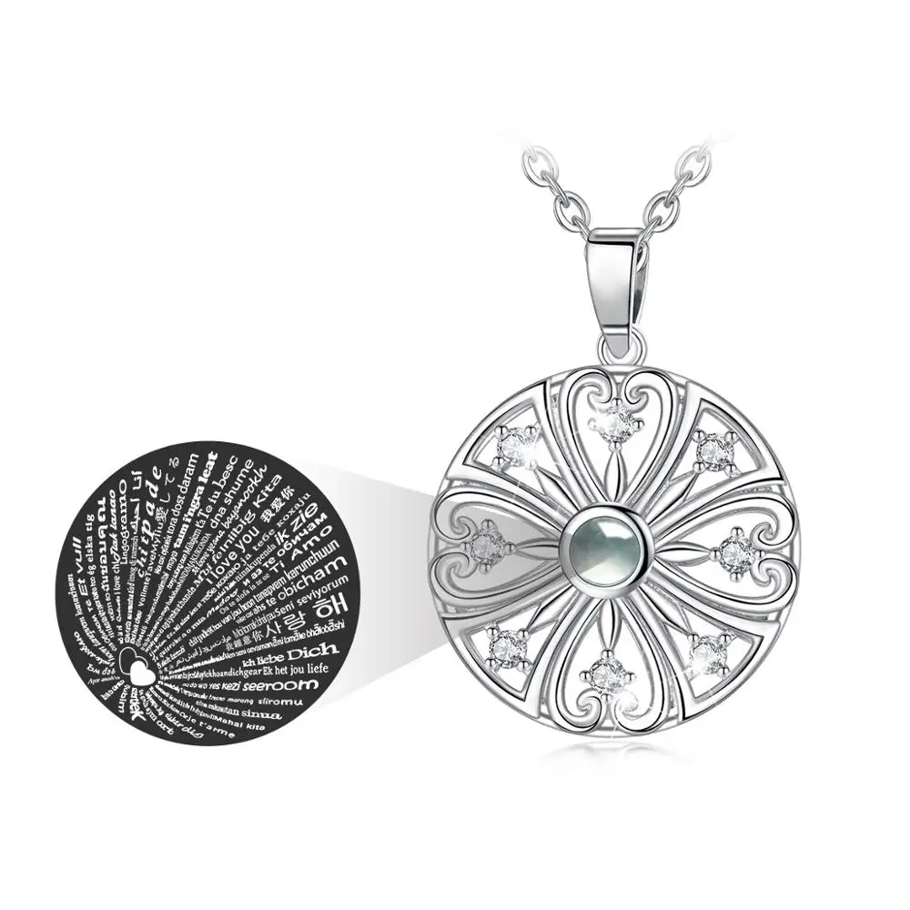 Женское ожерелье с подвеской проектором из серебра 100 пробы на 925 языках|Подвески|