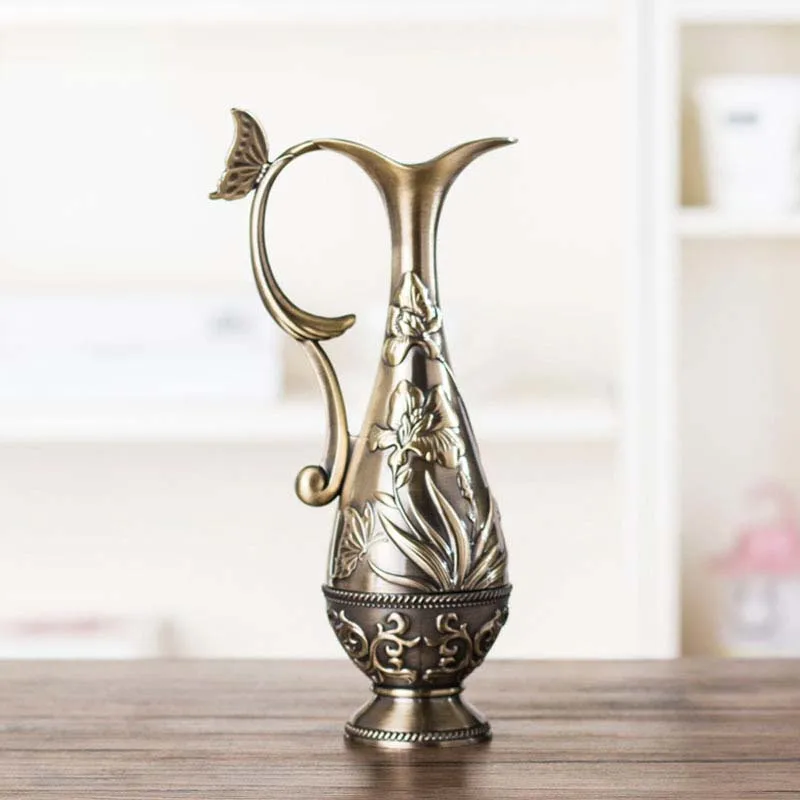 European Retro Bronze Flower Vase Creative Metal Copper Hydroponic Device Room Decor Ornament Home Decoration Accessories | Дом и сад