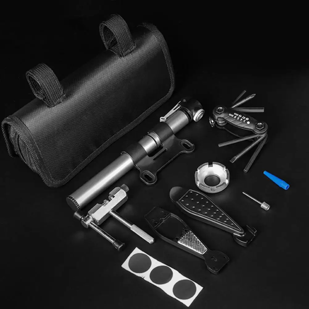 

Набор для ремонта велосипеда портативный многофункциональный стальной с сумкой для хранения Инструменты для ремонта велосипедных шин ули...