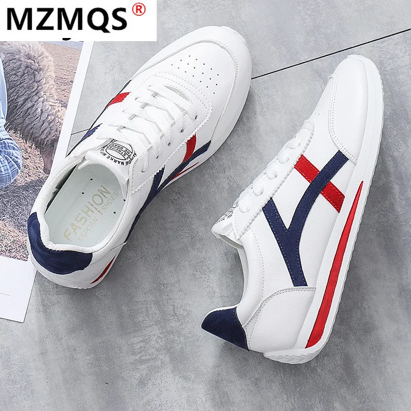 

Женские кроссовки на платформе, белые кроссовки с круглым носком, на шнуровке, Вулканизированная подошва, модная обувь, новинка 2021