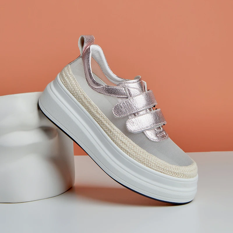 

Spring/Summer 2021 Women Shoes Round Toe Gauze Comfortable and Breathable Pumps Womens Platform Heels Fashion Women Casual Shoes