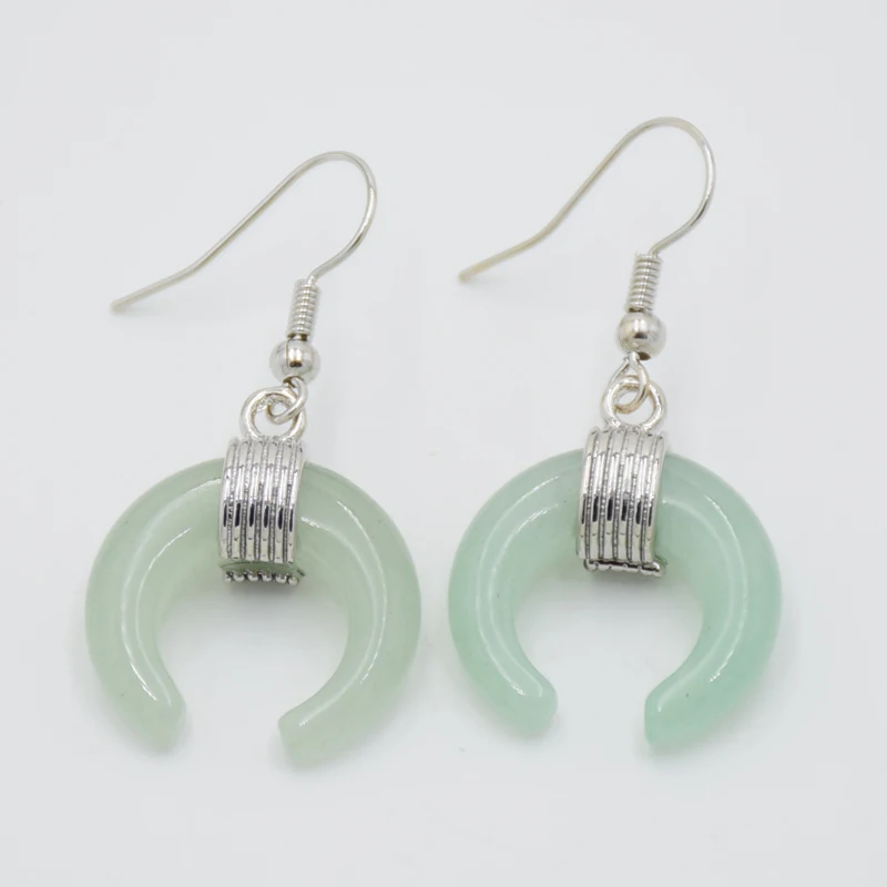 Серьги в форме полумесяца с натуральным камнем ювелирные украшения ручной