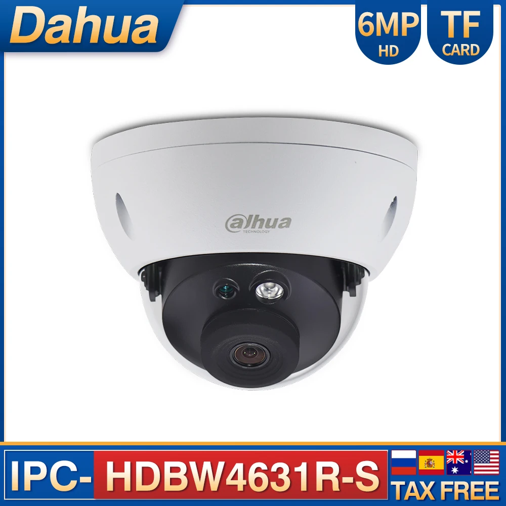 Dahua 6MP IP камера IPC HDBW4631R S безопасности CCTV PoE купольная Micro SD слот для карты IR 30M IP67 IK10