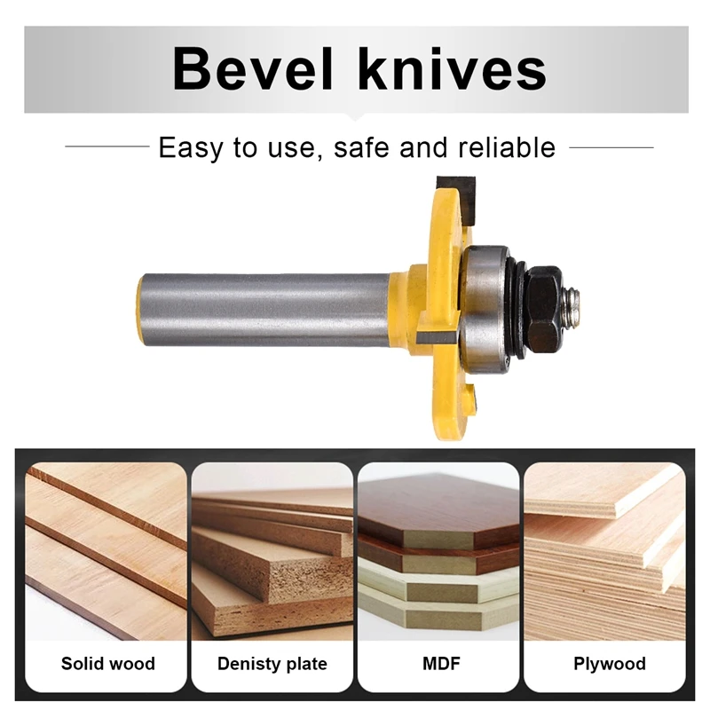 2 pc 1/2'' Shank High Quality Tongue & Groove Joint Assembly Router Bit Set Stock Wood Cutting Tool Milling Cutters |