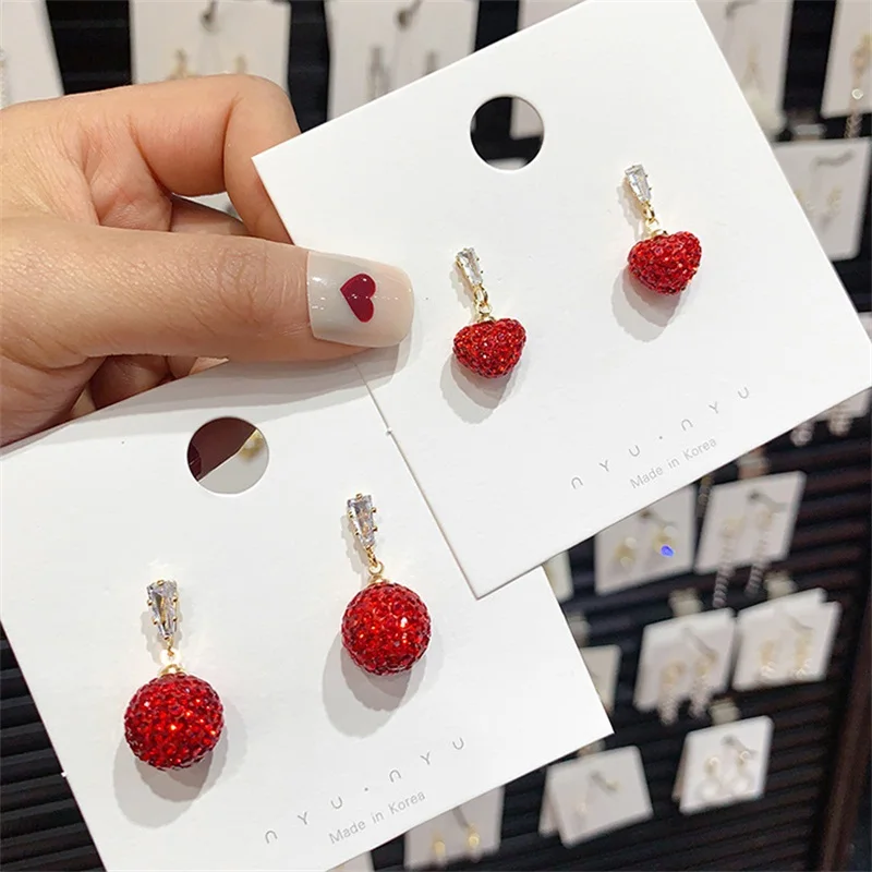 HHSPPF XY Ретро женские красные красивые серьги в форме осторожности новые яркие